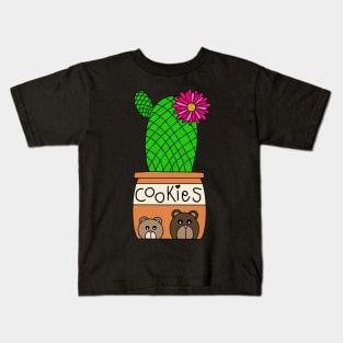 Cute Cactus Design #148: Rainbow Pincushion Cactus In Cute Cookie Jar Pot Kids T-Shirt